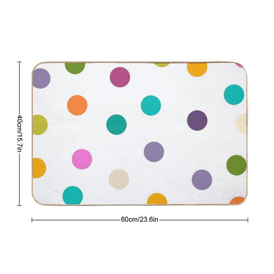 Colourful Dots Large on White Bath Mat