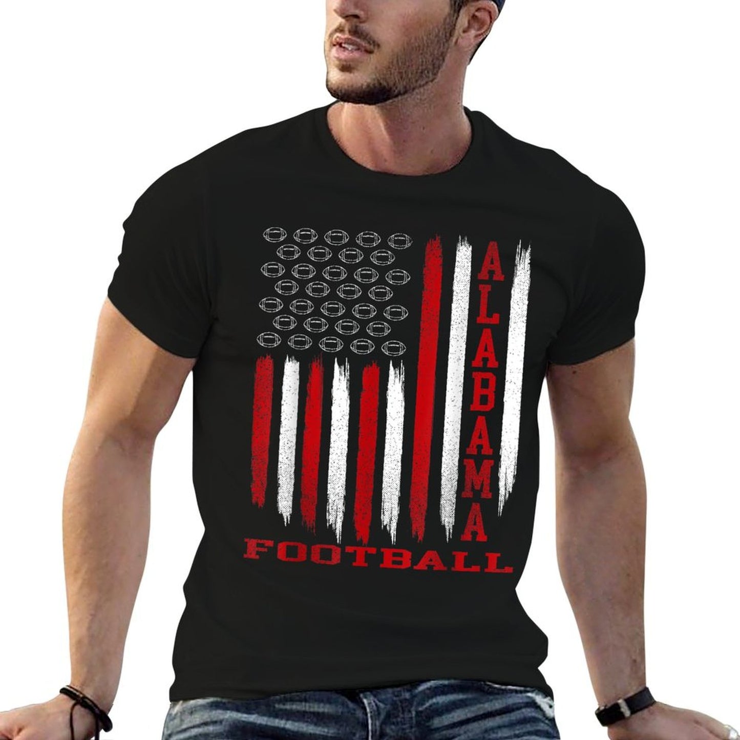 Patriotic USA Flag Alabama Football Season Party T-Shirt