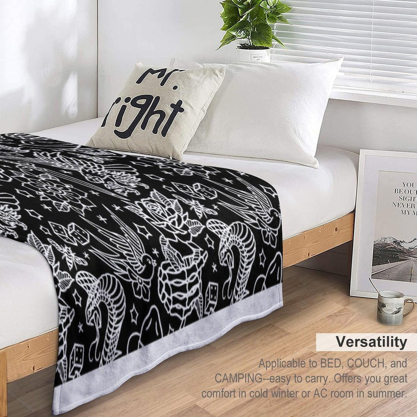 American Traditional Tattoo Flash Print Throw Blanket