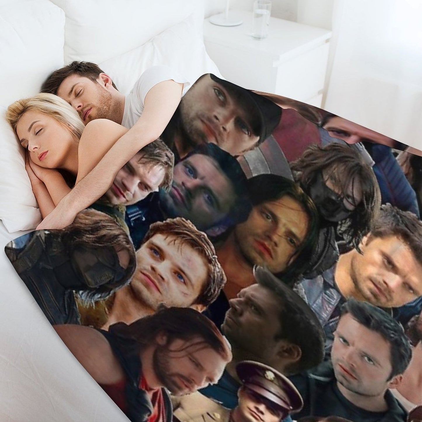 Winter Soldier Photo Collage Throw Blanket