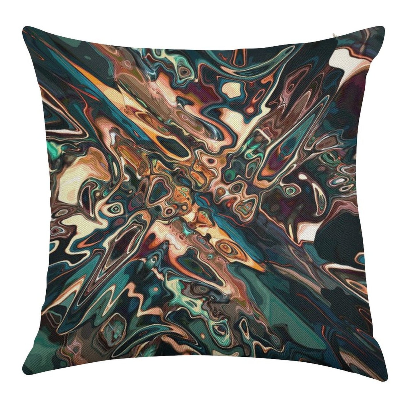 Melting Copper Abstract Linen Throw Pillow Cover