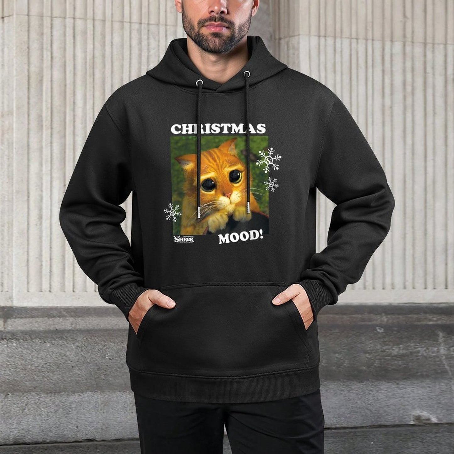 Shrek Christmas Mood Puss In Boots Machine Washable Hoodie