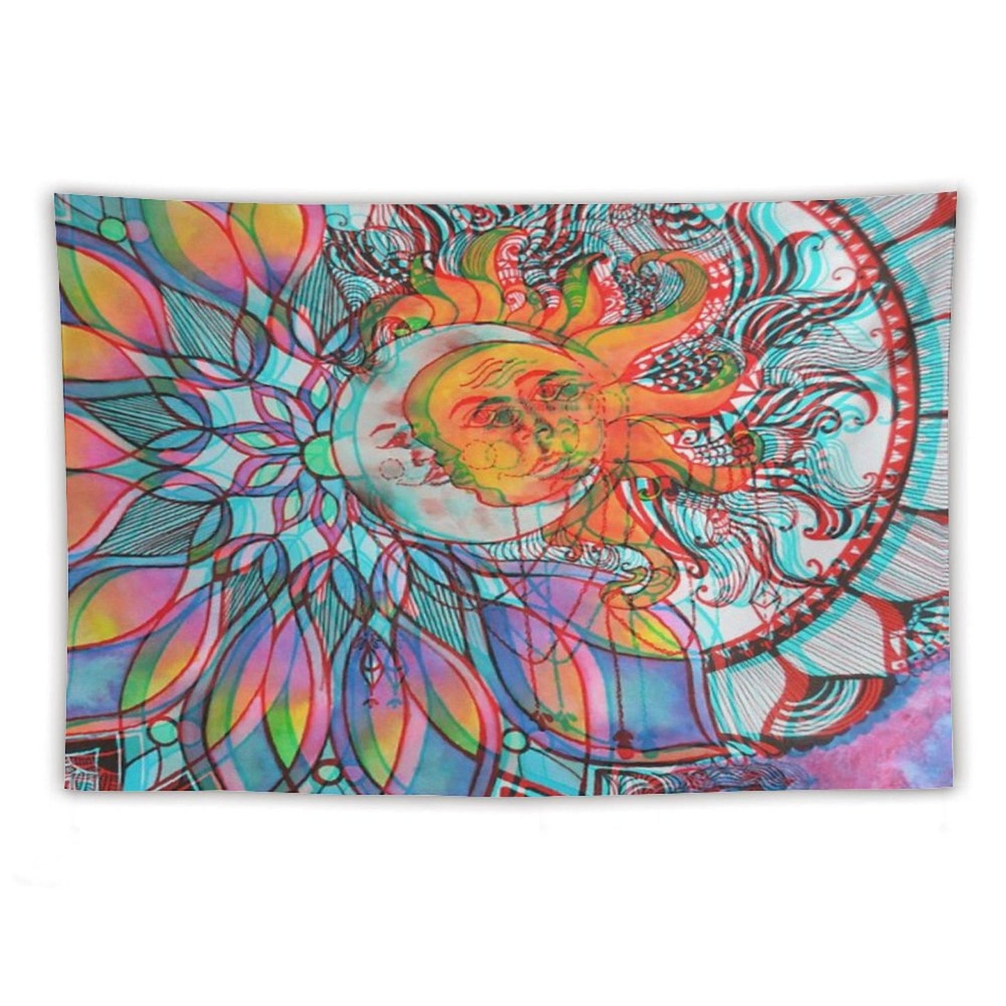 Trippy Sun And Moon Mandala Tapestry