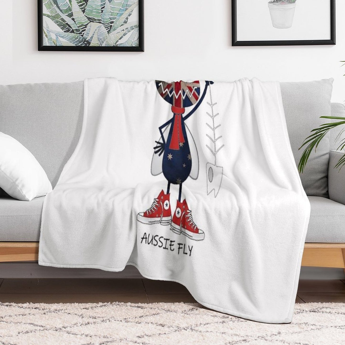 Aussie Fly Cartoon Critter Throw Blanket