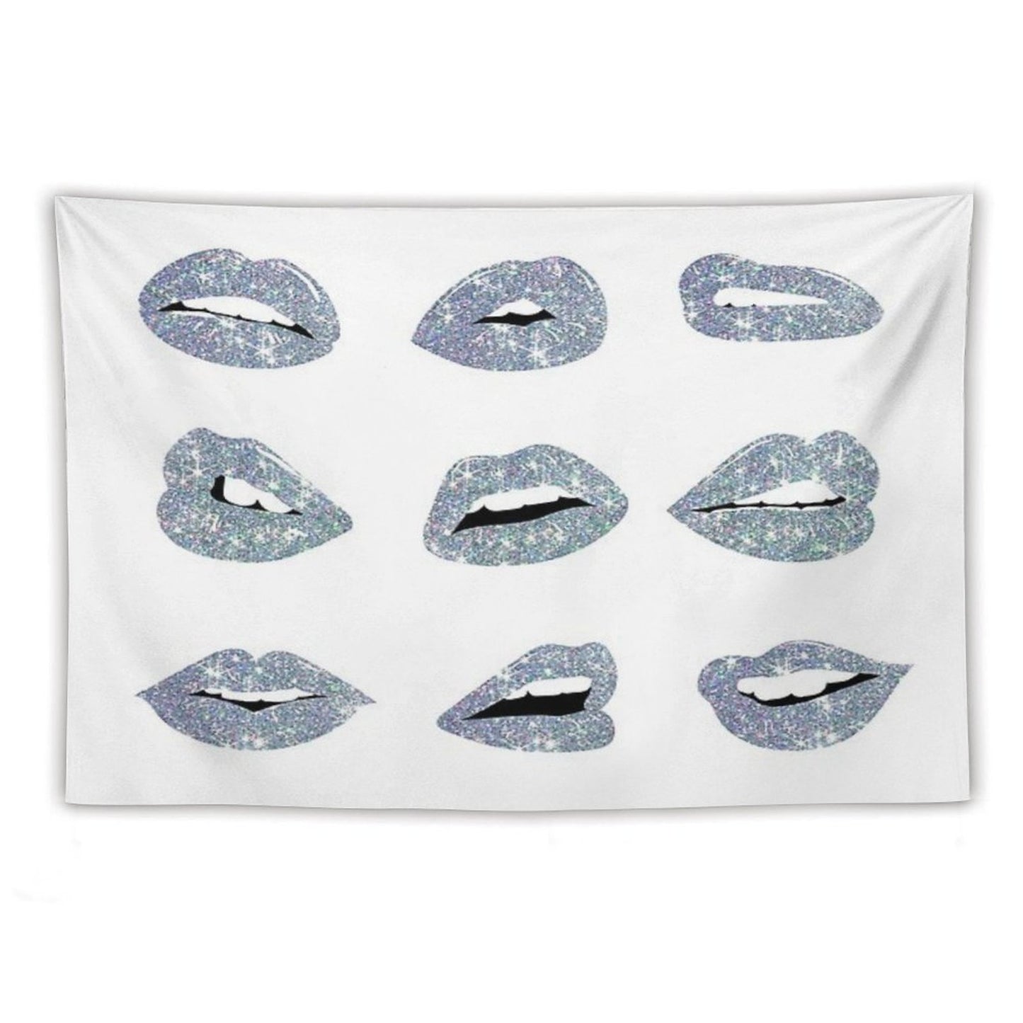 Kiss Kiss Faux Glitter Lips Tapestry