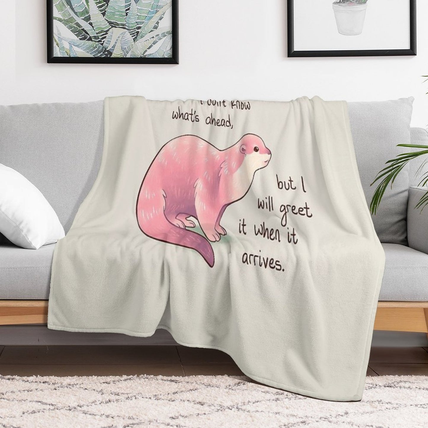 I Don't Know What's Ahead Otter Throw Blanket