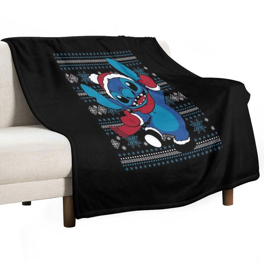 Stitch Happy Holiday Gift For Fans, For Men And Women, Gift Halloween, Thanksgiving, Christmas Day Throw Blanket