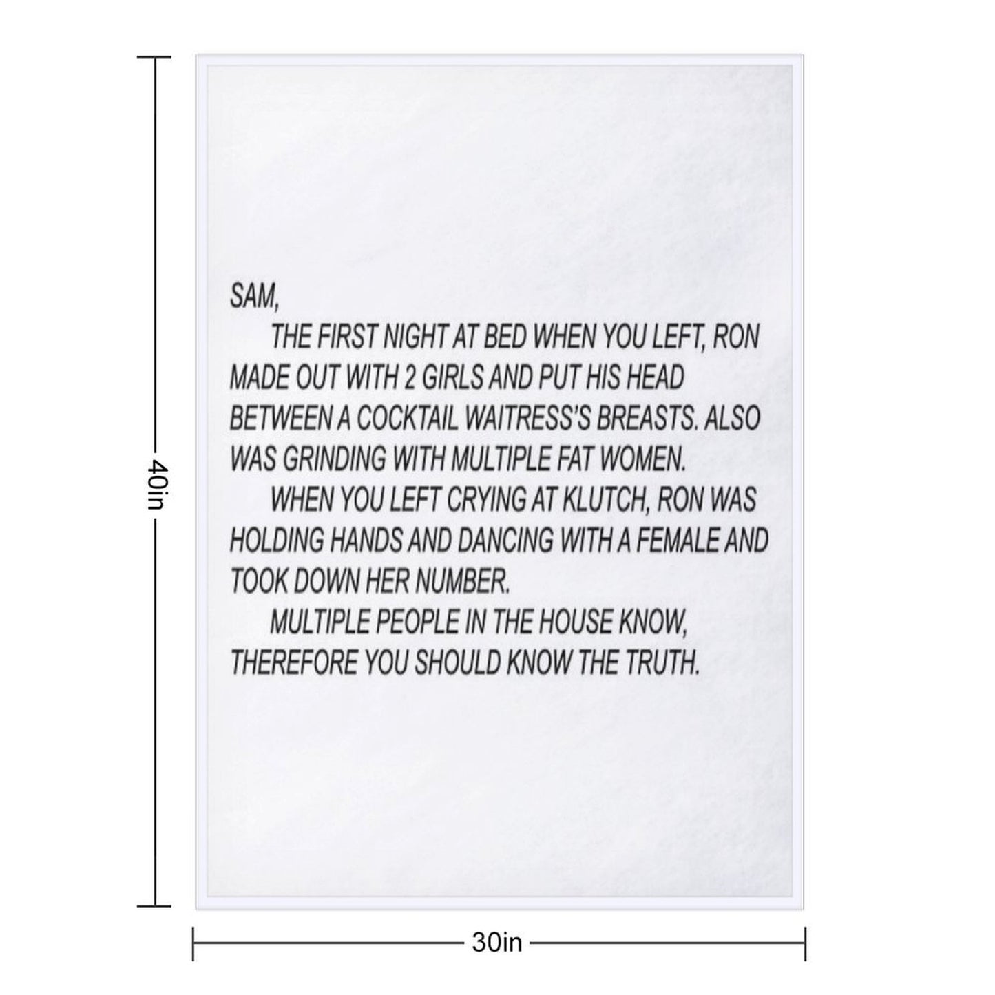 Anonymous Letter to Sammi Throw Blanket