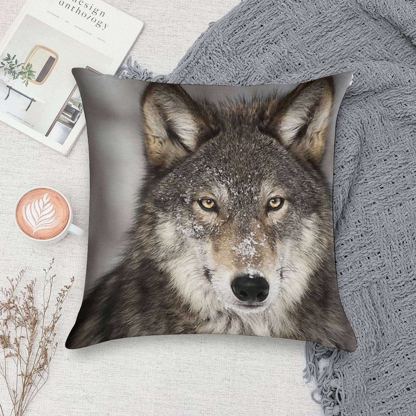 Animal Print - Wolf by Aariv Soft Multiple Sizes Throw Pillow