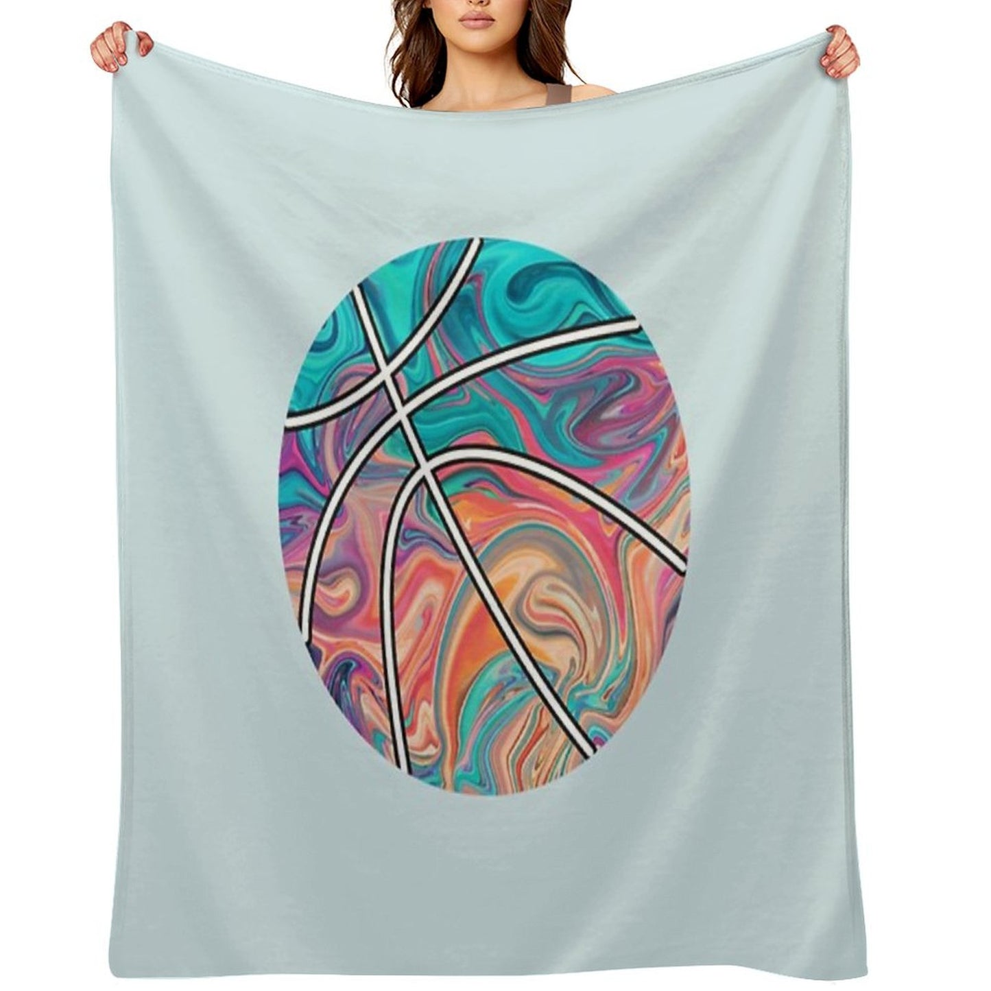 Basketball Ball Watercolors Throw Blanket