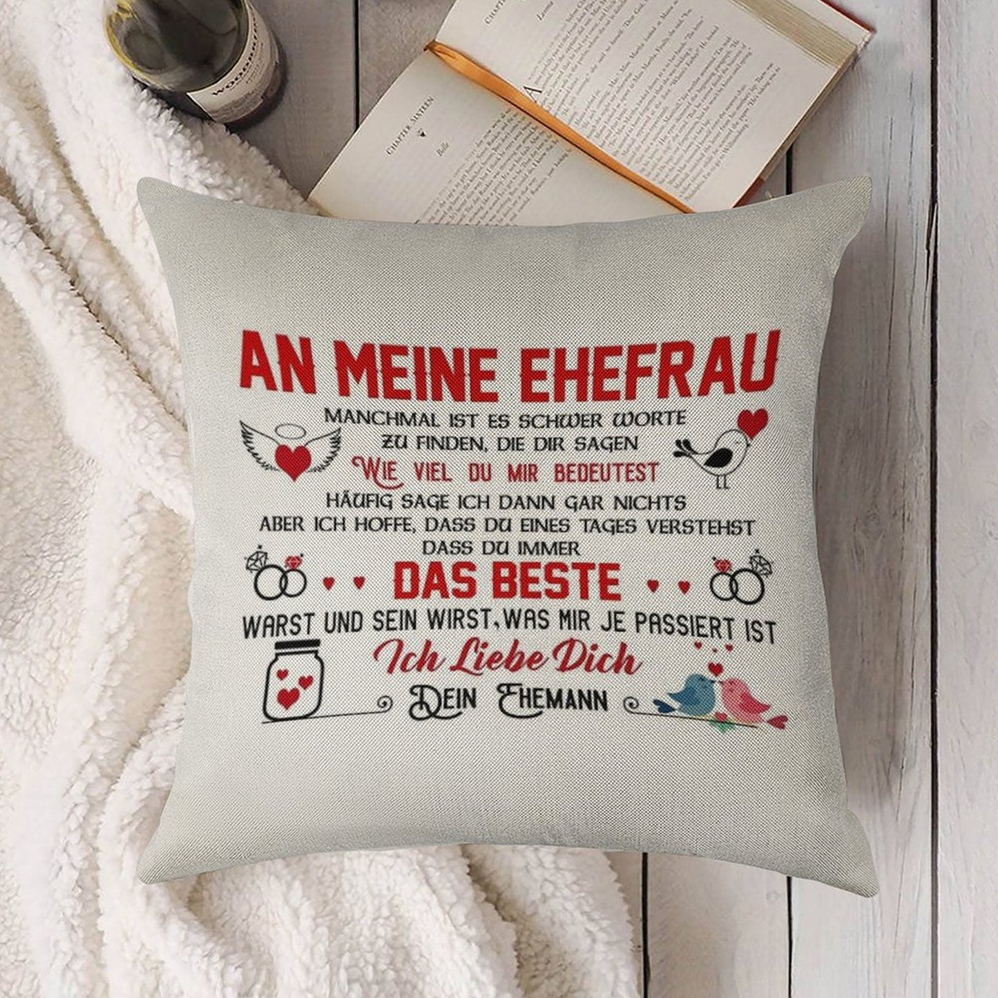 Gift for My Wife Perfect Gift Linen Throw Pillow Cover