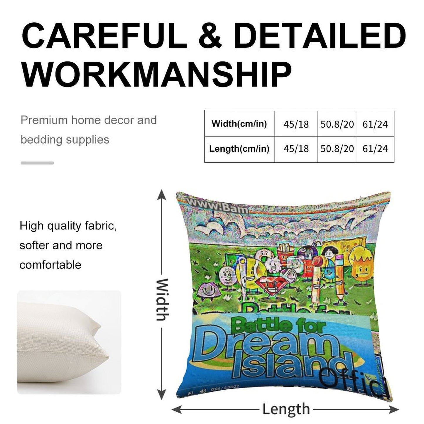 A BFDI Linen Throw Pillow Cover