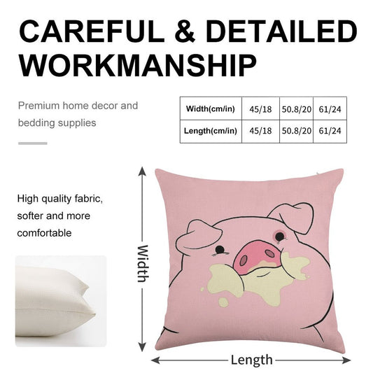 Waddles The Pig From Gravity Falls Linen Throw Pillow Cover