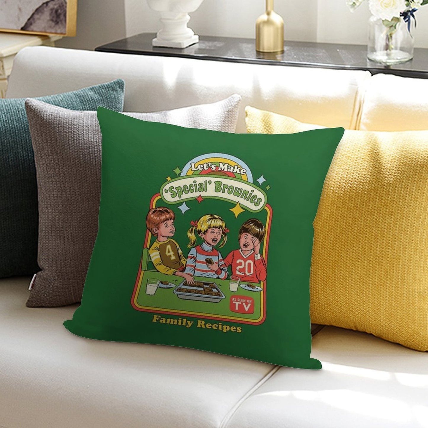 Let's Make Brownies Soft Shrink-Resistant Throw Pillow