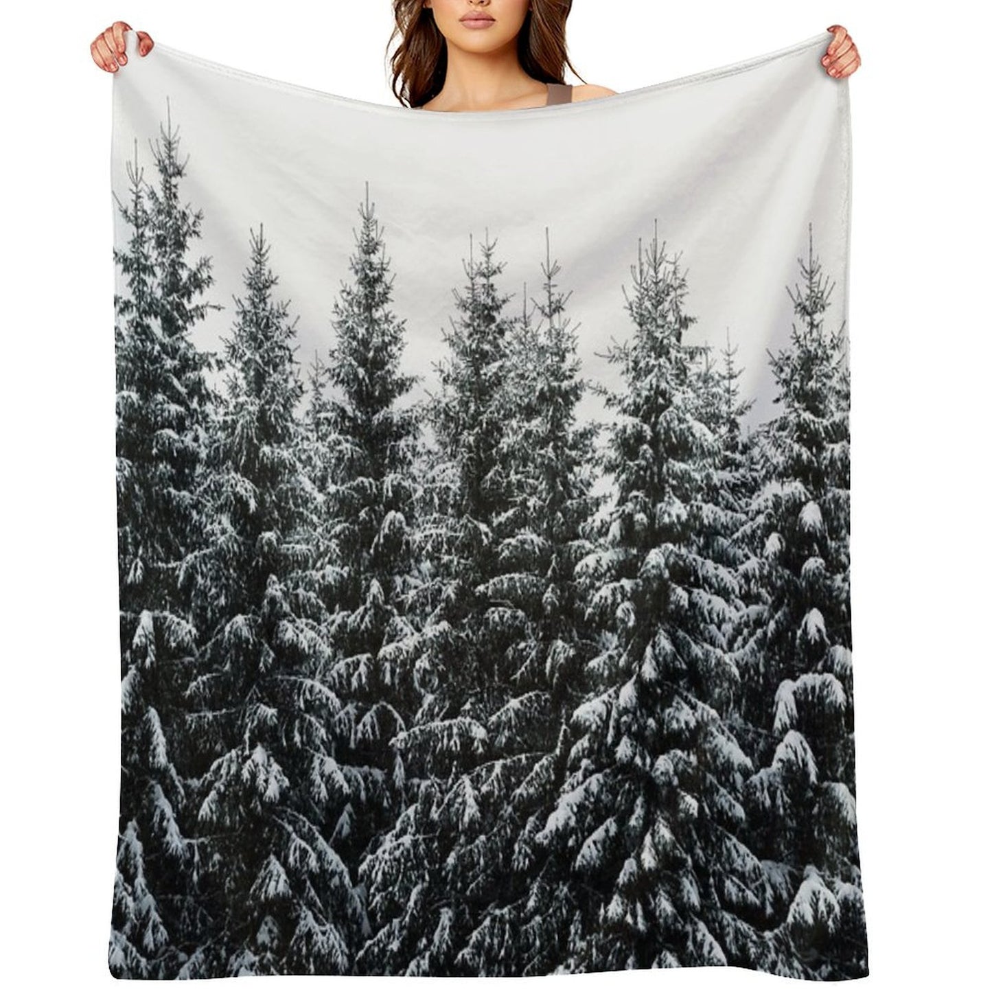 The White Bunch Misty Moody Foggy Milky Winter Wonderland Forest With Cascadia Trees Covered In Magic Fog Throw Blanket