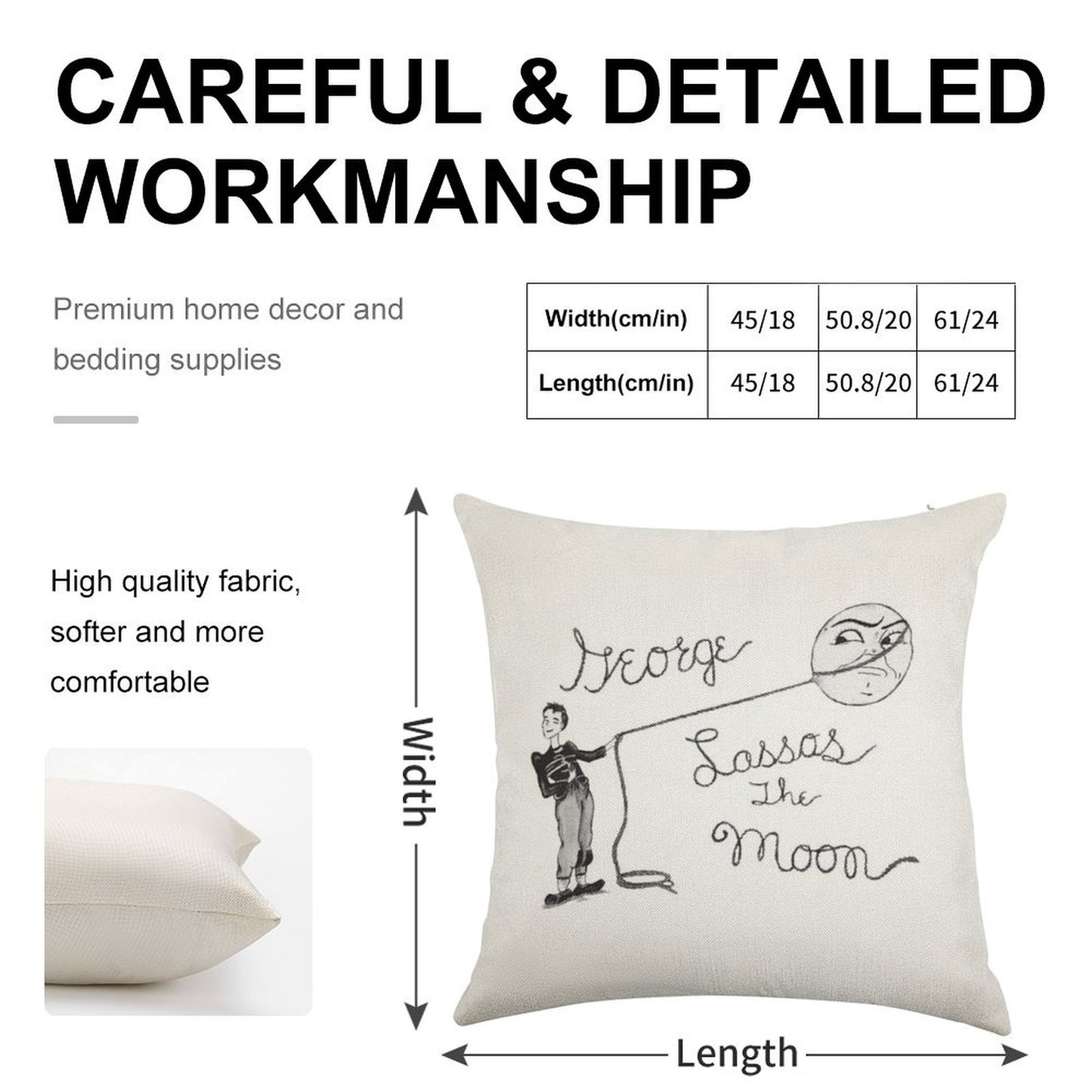 Moon Capture Linen Throw Pillow Cover