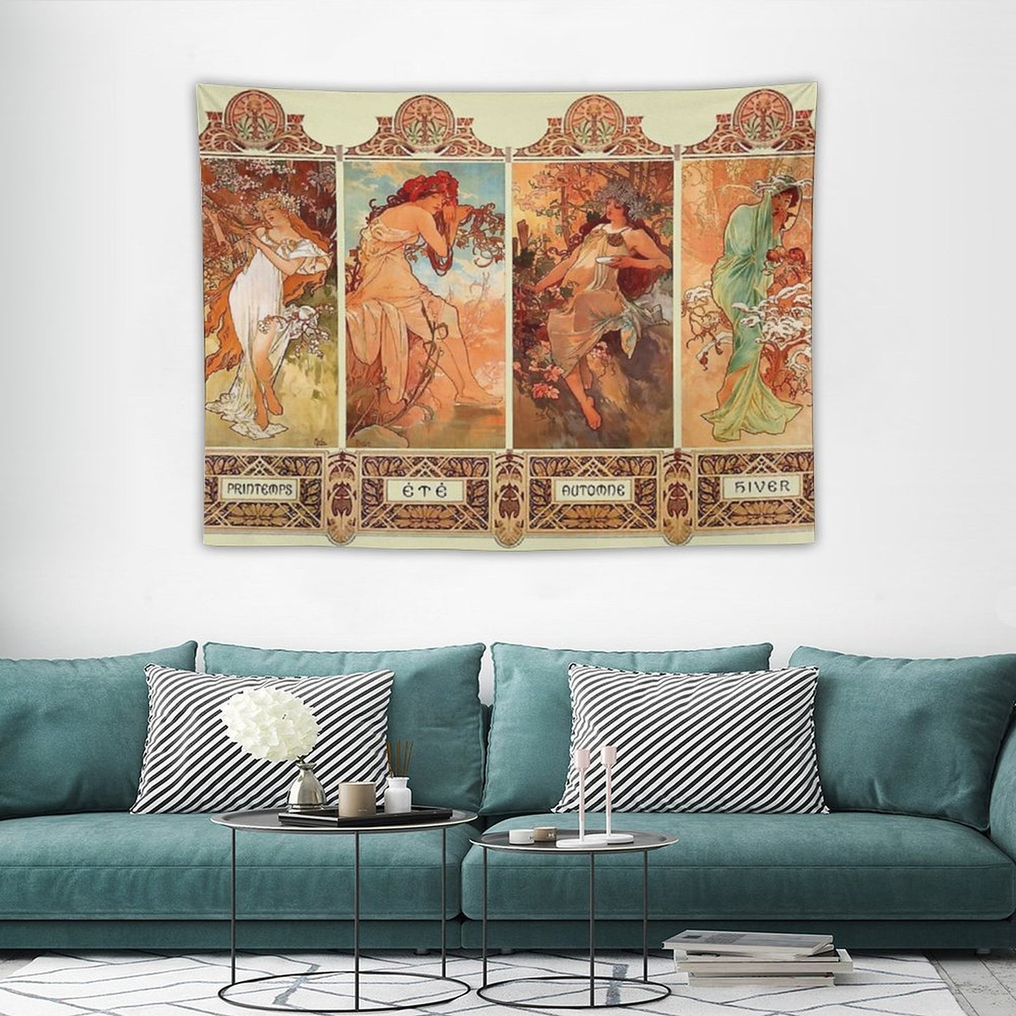 Alphonse Mucha Four Seasons Art Nouveau Tapestry
