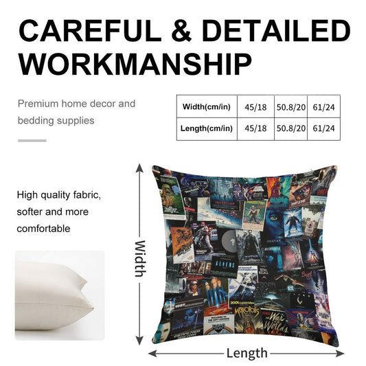 Sci-Fi Movie Posters Linen Throw Pillow Cover