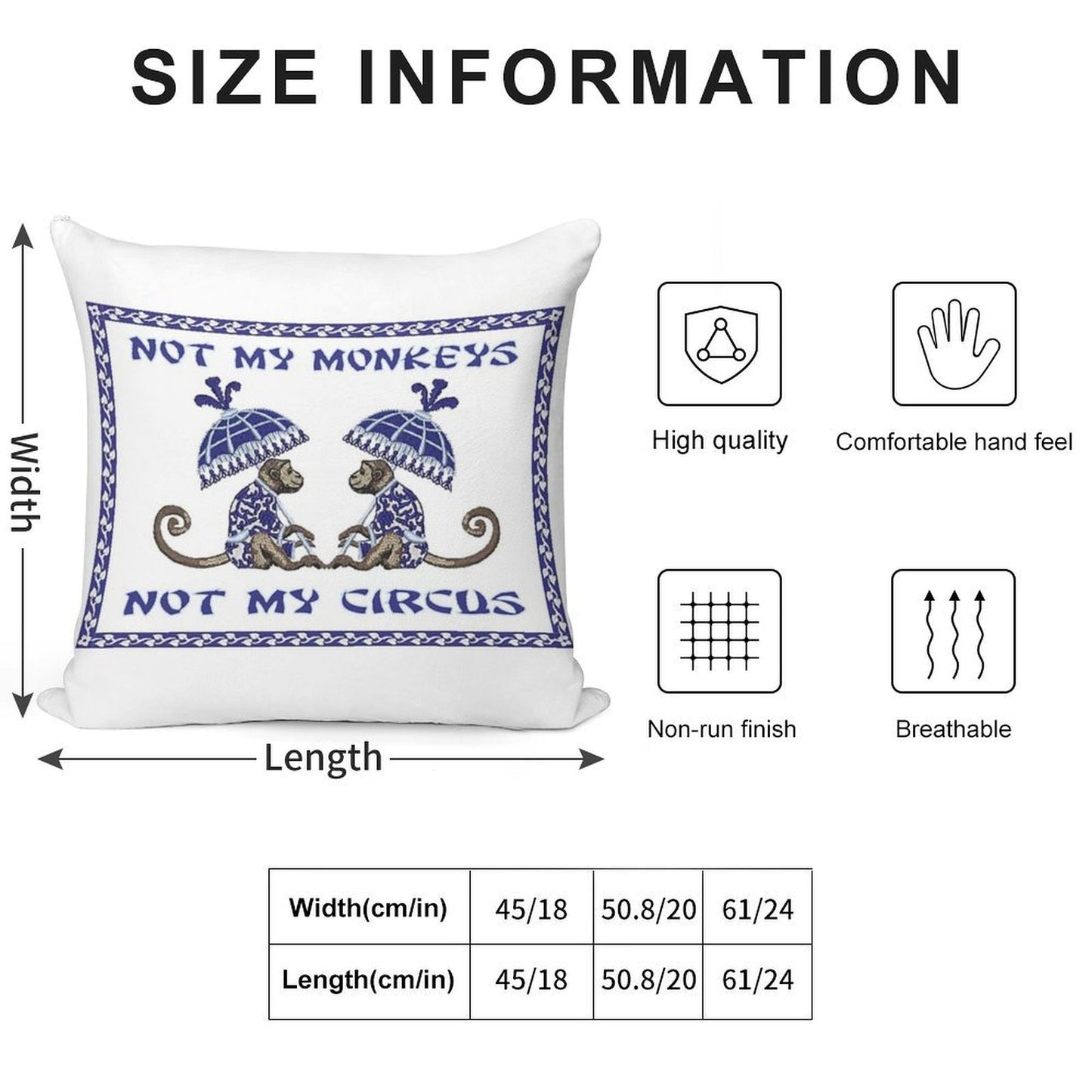 Not My Monkeys Soft Multiple Sizes Throw Pillow
