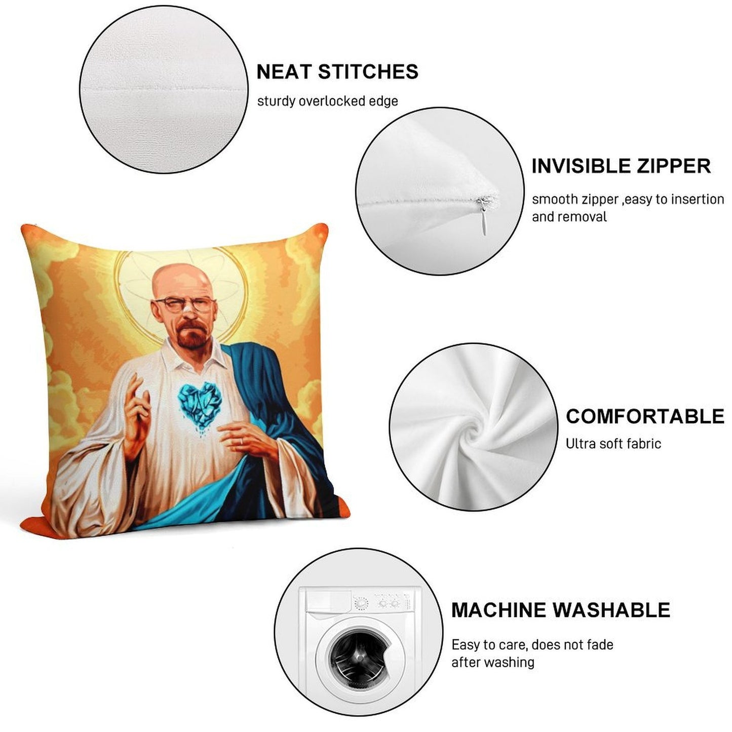 Walter White Soft Home Decor Throw Pillow