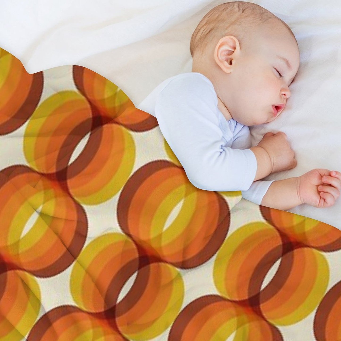 Orange, Brown, And Ivory Retro 1960s Wavy Pattern Throw Blanket
