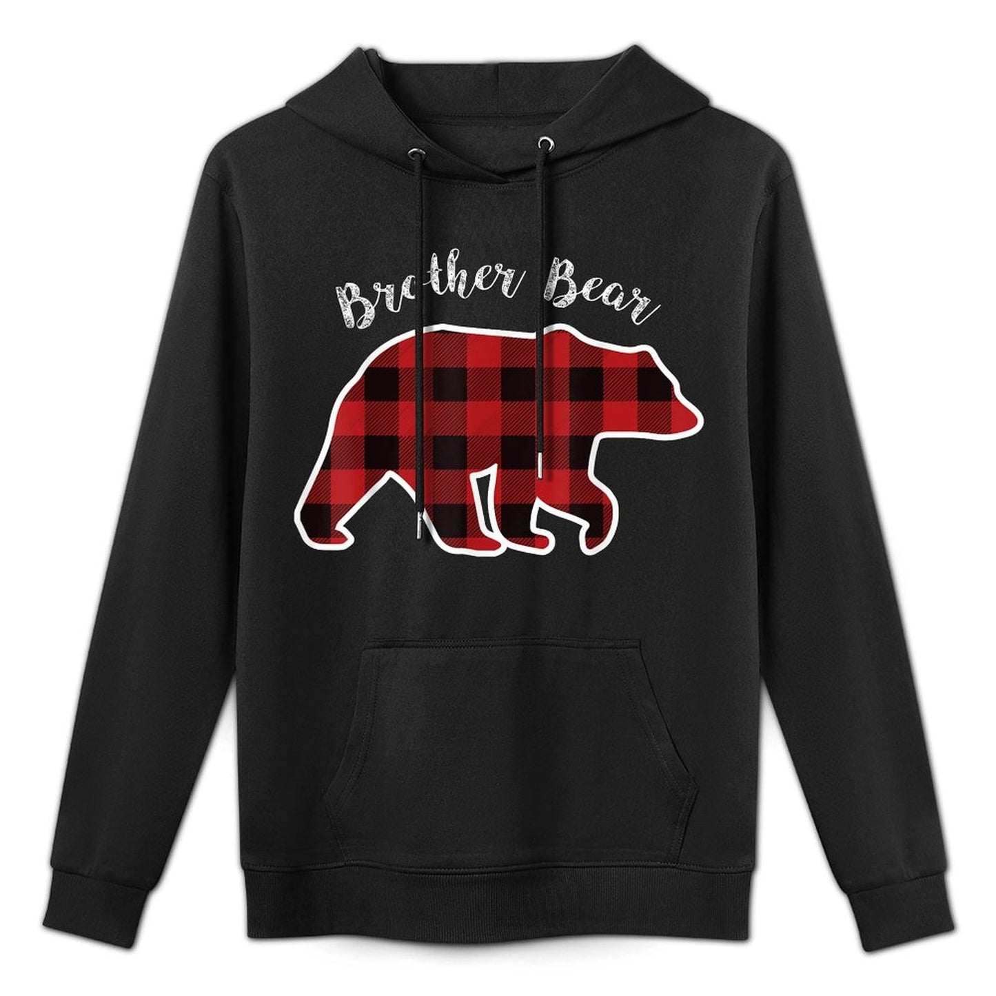 BROTHER BEAR Men Red Plaid Christmas Pajama Gift Easy Care Hoodie