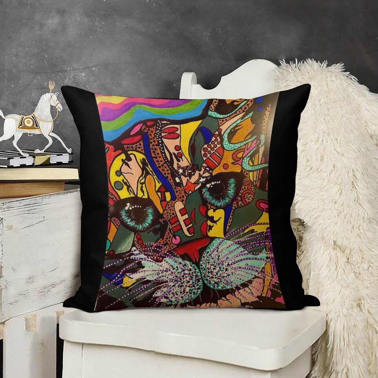 Whiskers Linen Throw Pillow Cover