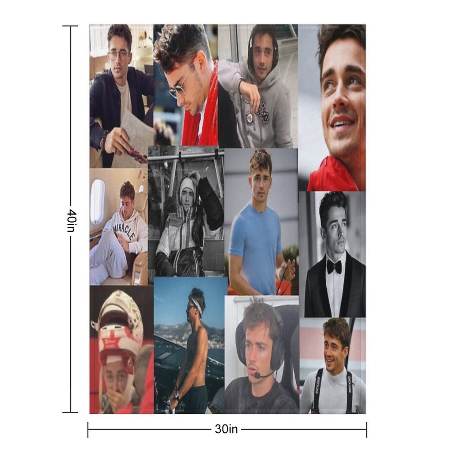 Charles Leclerc Picture Collage Throw Blanket