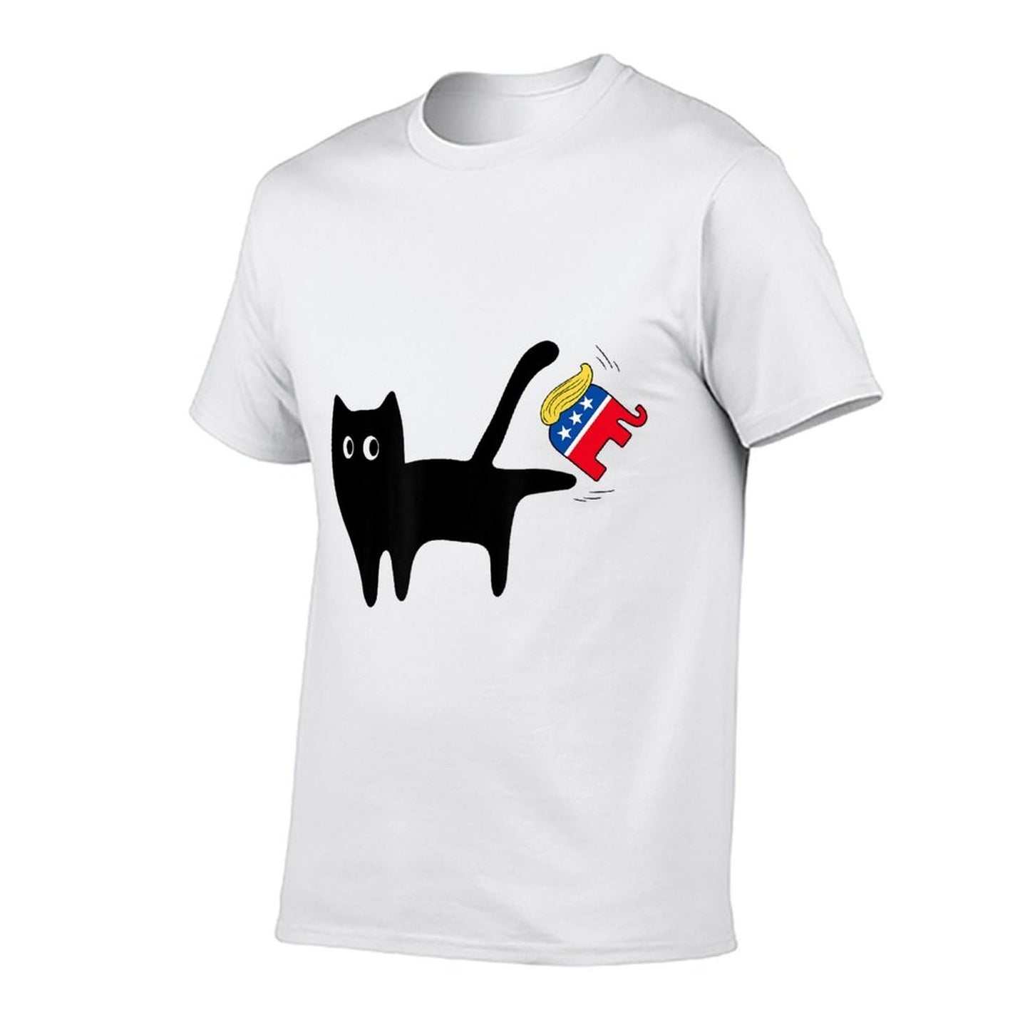 Black Cat Vs Elephant Anti Trump Funny 4th of July Men Women Breathable T-Shirt