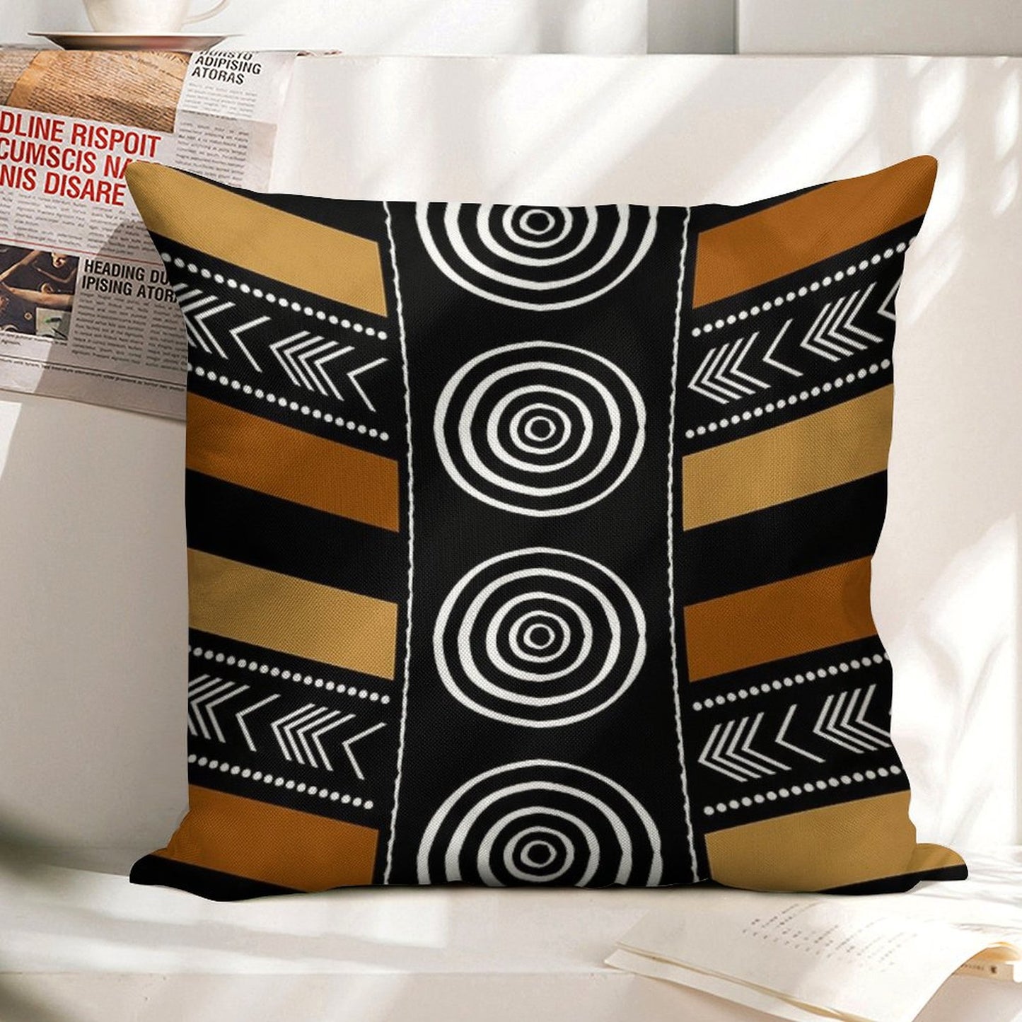 African Mud Cloth Artistry Art Linen Throw Pillow Cover