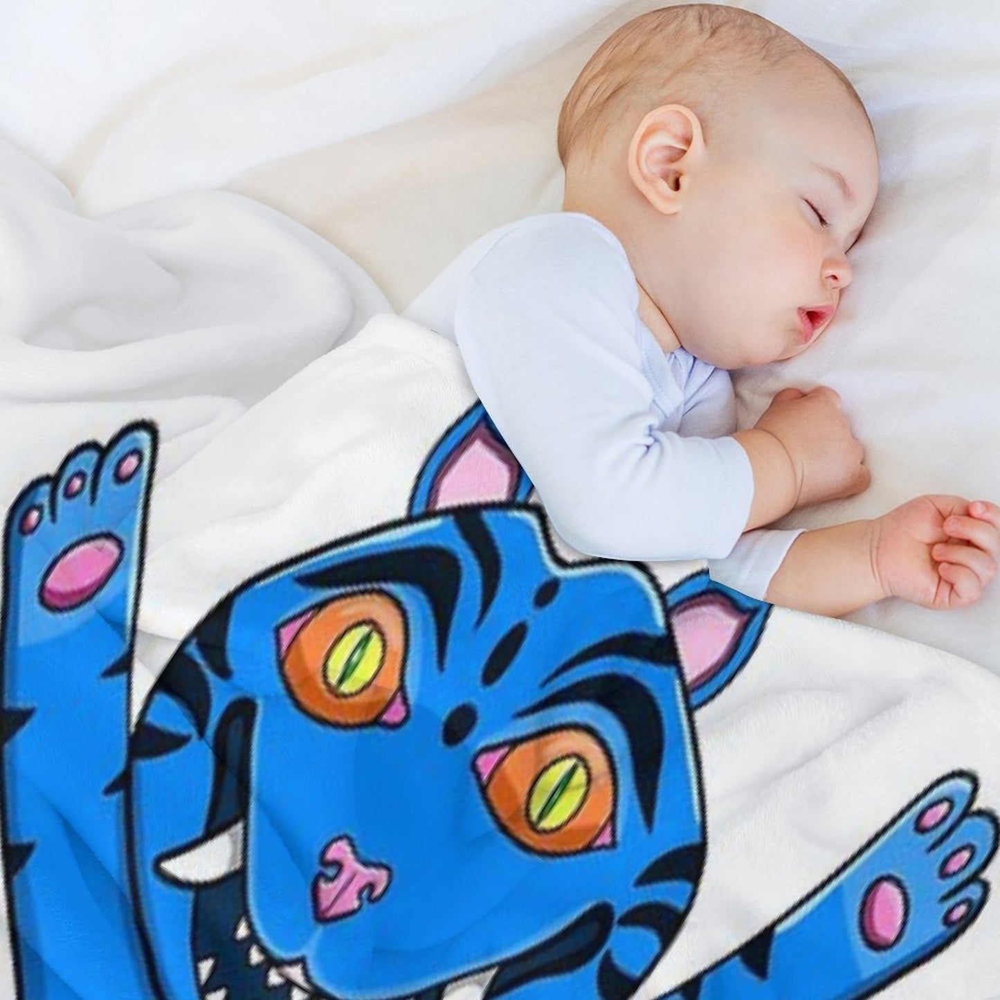 Playful Blue Tiger Cat Throw Blanket