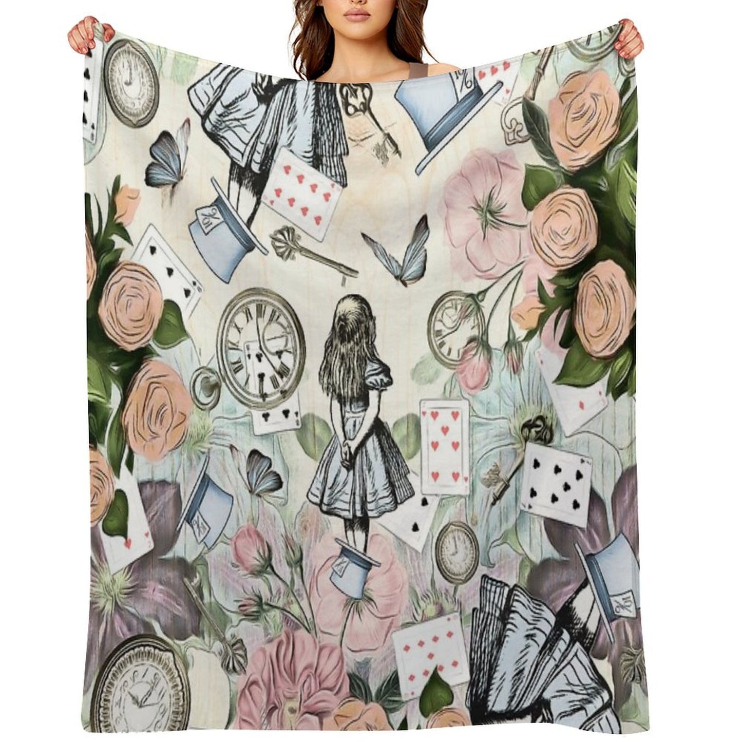 Alice In Wonderland Collage Throw Blanket