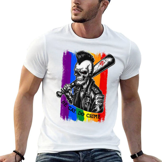BE GAY DO CRIME Skull Queer Punk Queercore Rainbow Meme Moisture-wicking T-Shirt