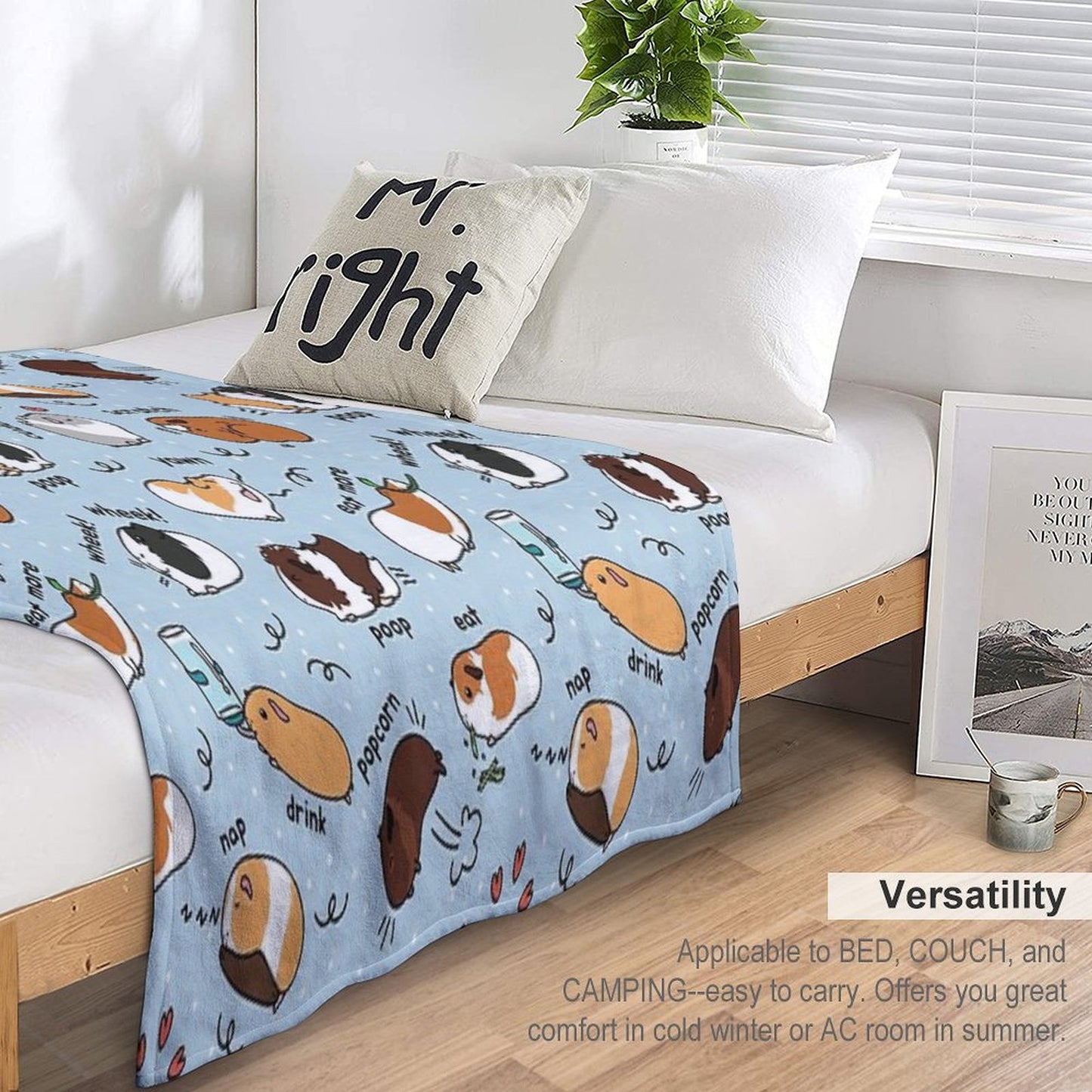 Guinea Pig Daily To-Do List - Blue Background Throw Blanket