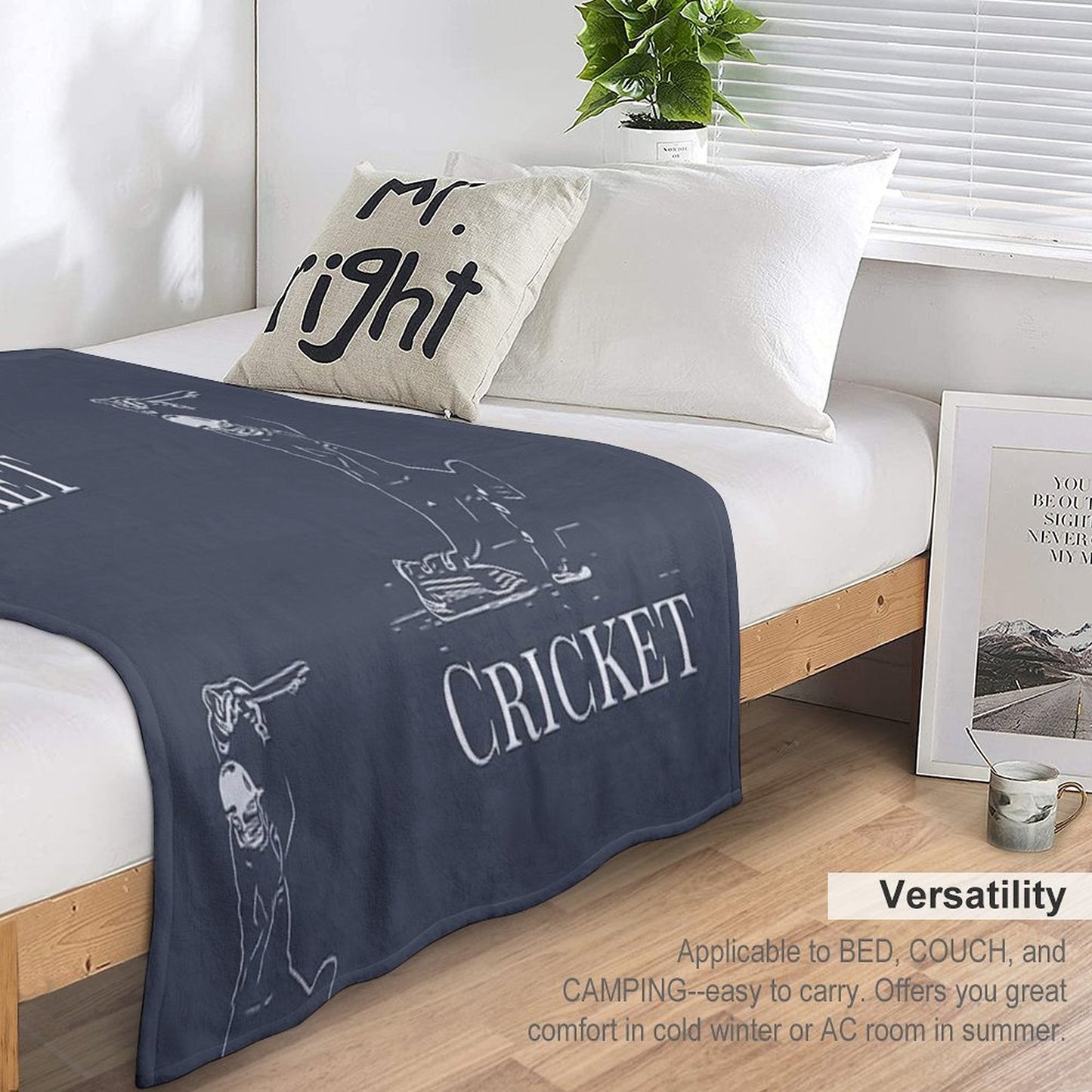 Cricket Batsman Cricketer Design Logo Style Throw Blanket