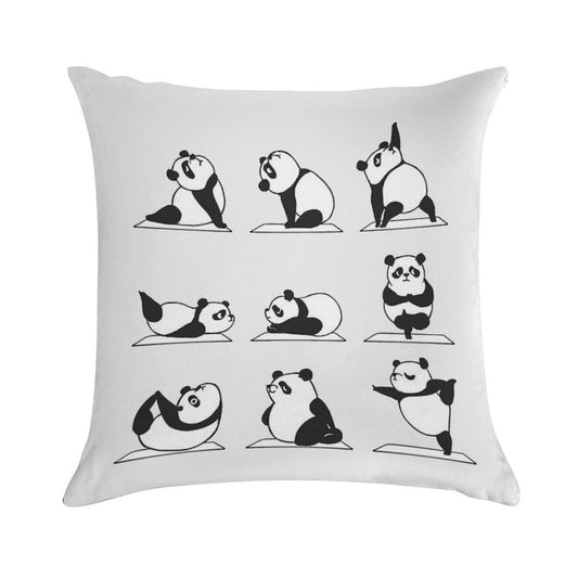 Panda Yoga Soft Shrink-Resistant Throw Pillow