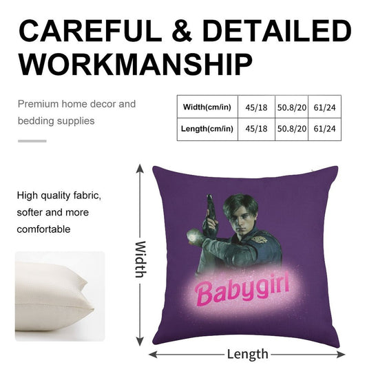 Leon Kennedy Babygirl Linen Throw Pillow Cover