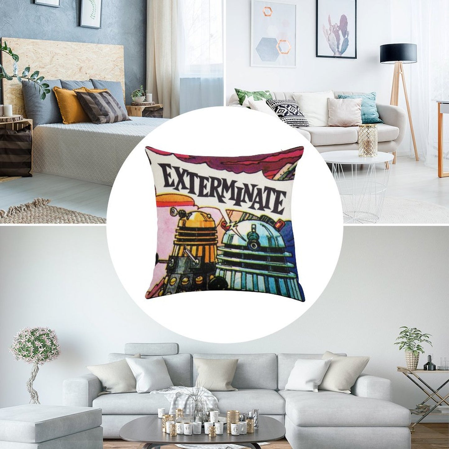 EXTERMINATE! Linen Throw Pillow Cover