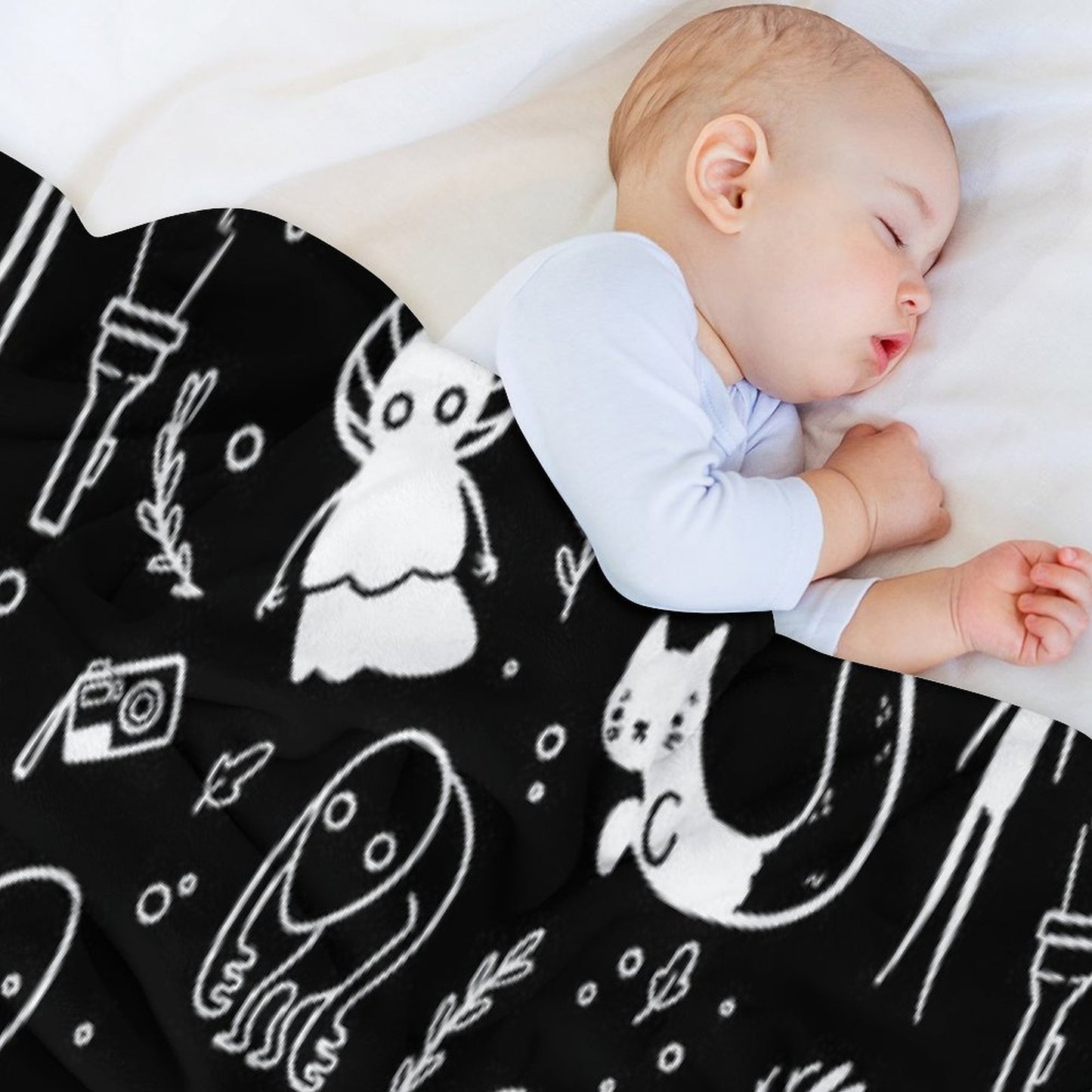 Cryptids in Black Throw Blanket