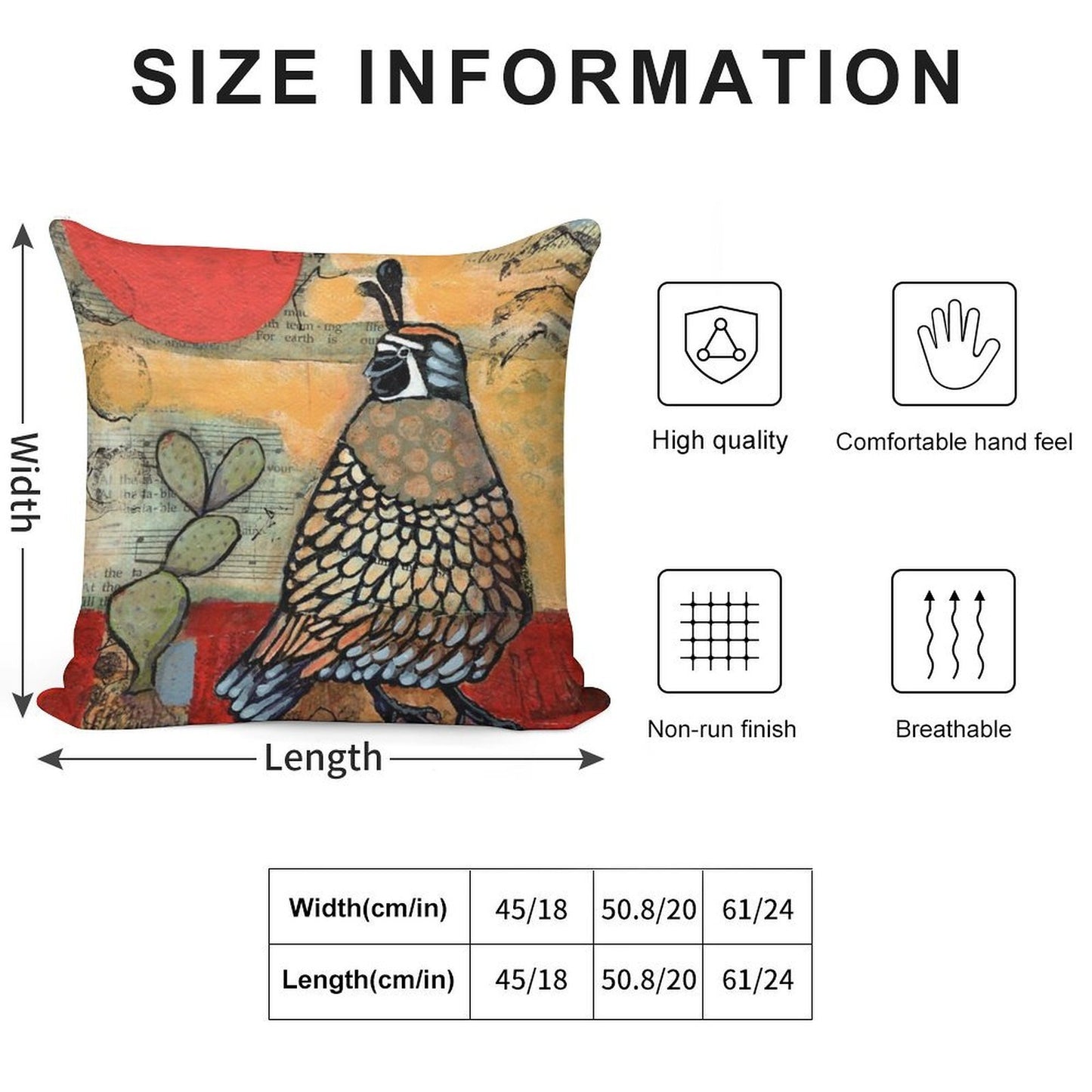 Desert Quail Red Sun Cactus Soft Warmth Comfort Throw Pillow