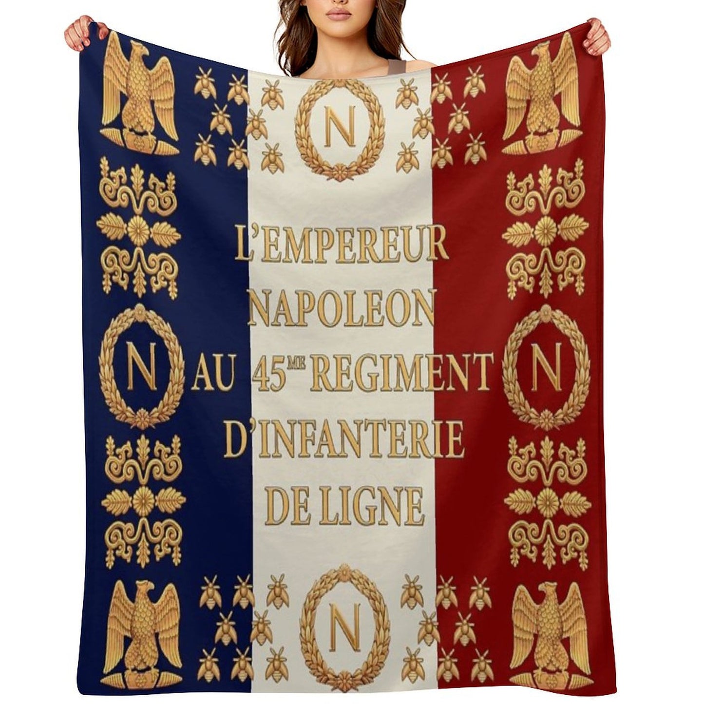 Napoleonic French 45me Regimental Flag Throw Blanket