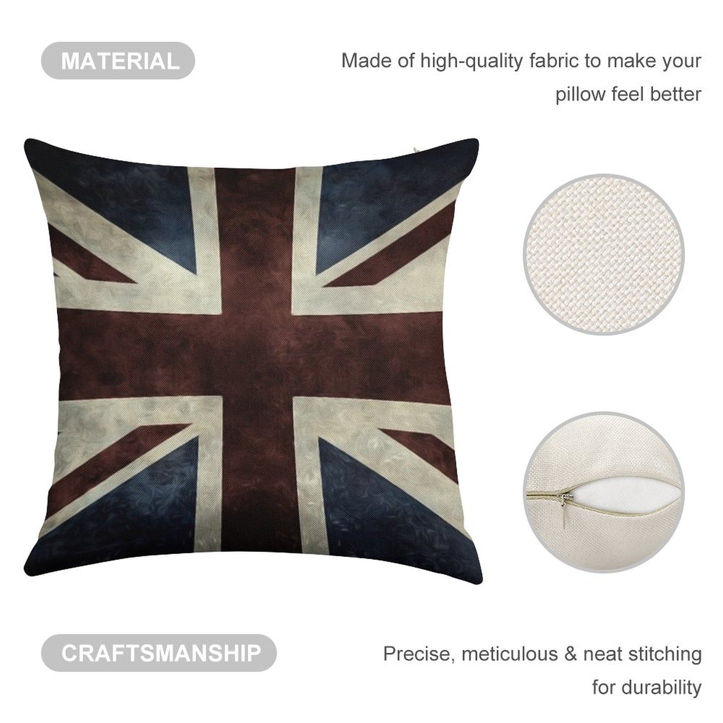 A Grunge Looking Distressed Union Jack Uk Version Linen Throw Pillow Cover