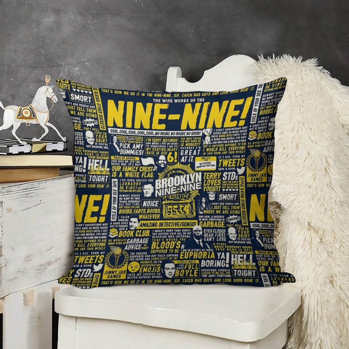 Wise Words of The Nine-Nine Linen Throw Pillow Cover