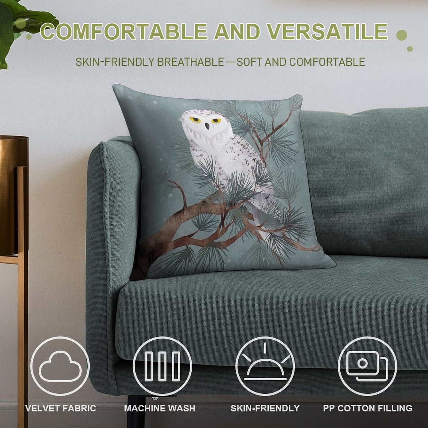 Snowy Soft Fade-Resistant Throw Pillow