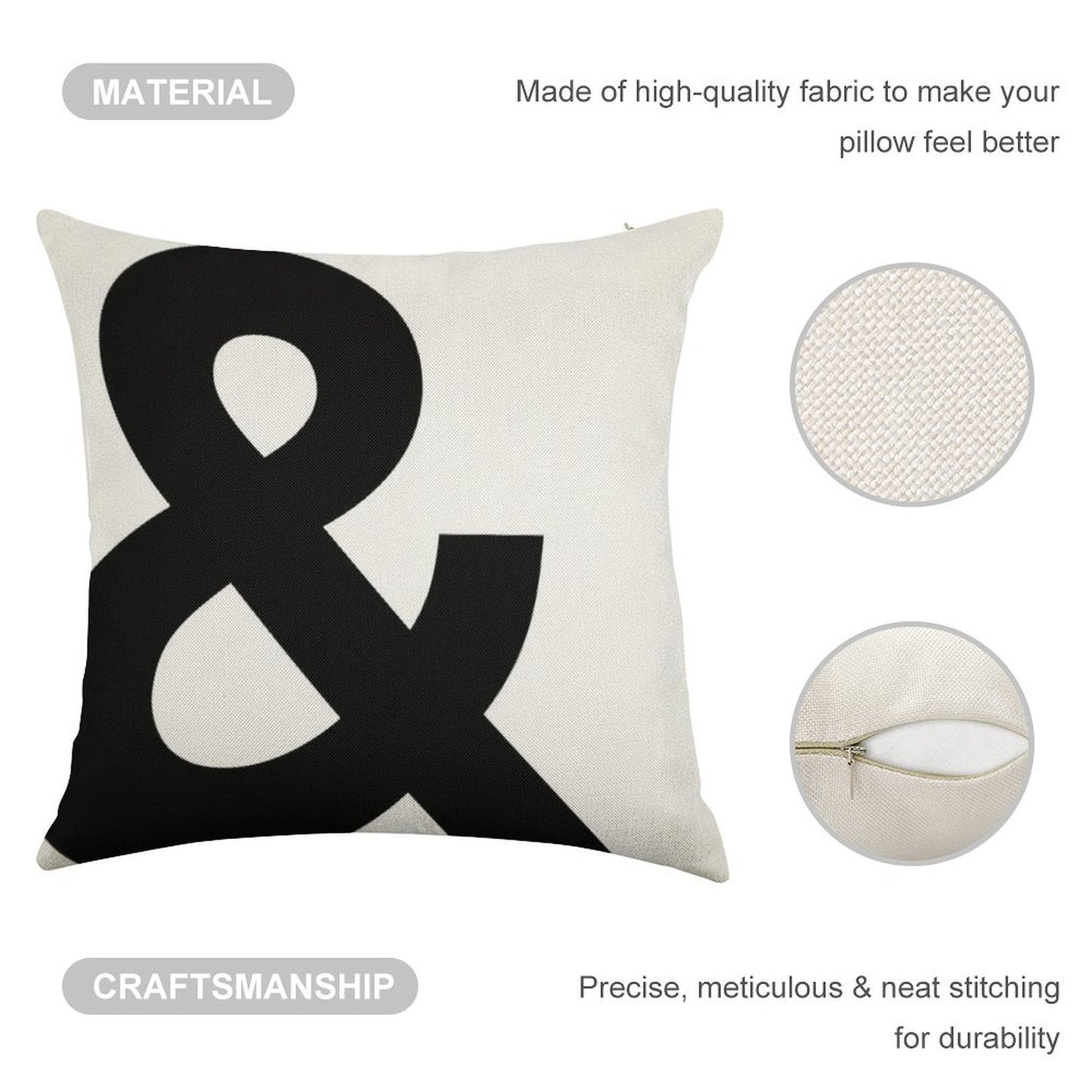 Ampersand Linen Throw Pillow Cover