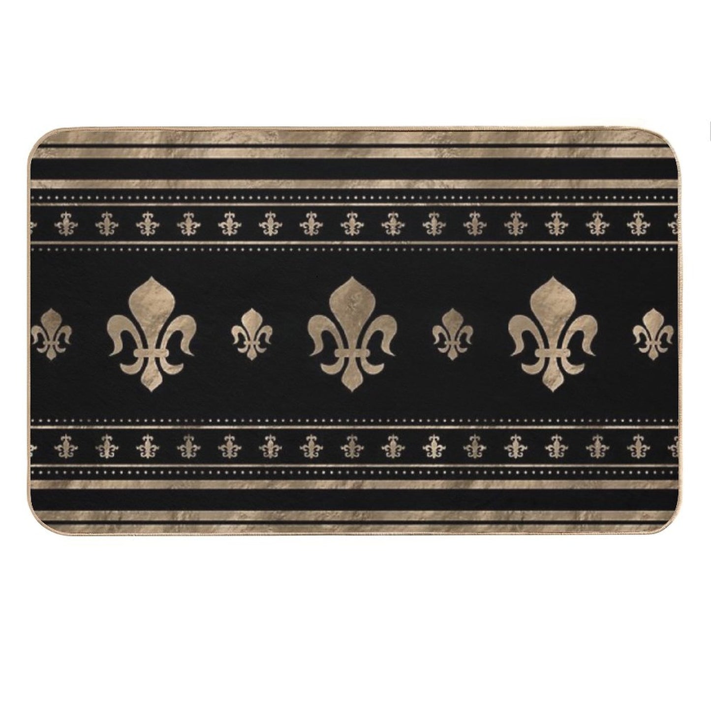 Fleur-de-lis Luxury Ornament - Black And Gold Bath Mat