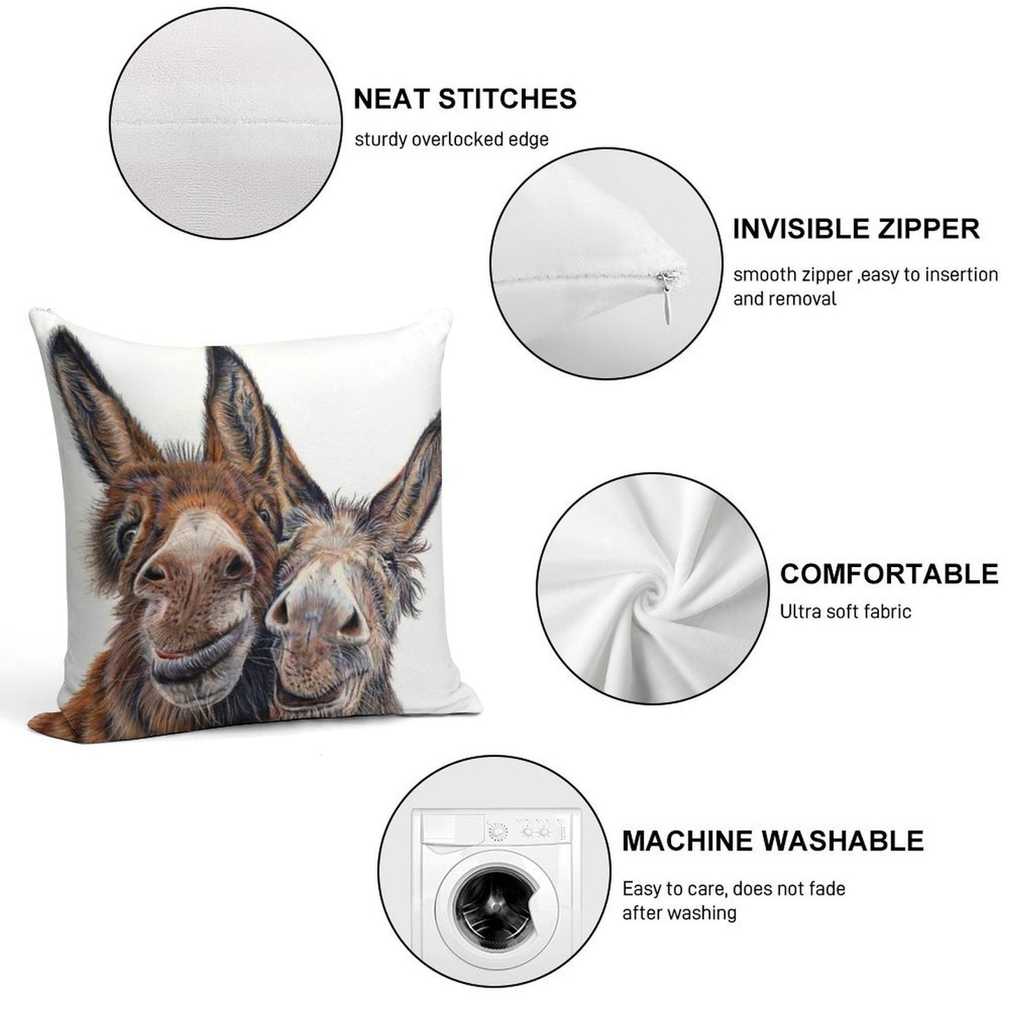 Donkeys - Hee Haw Soft Bedroom Essential Throw Pillow