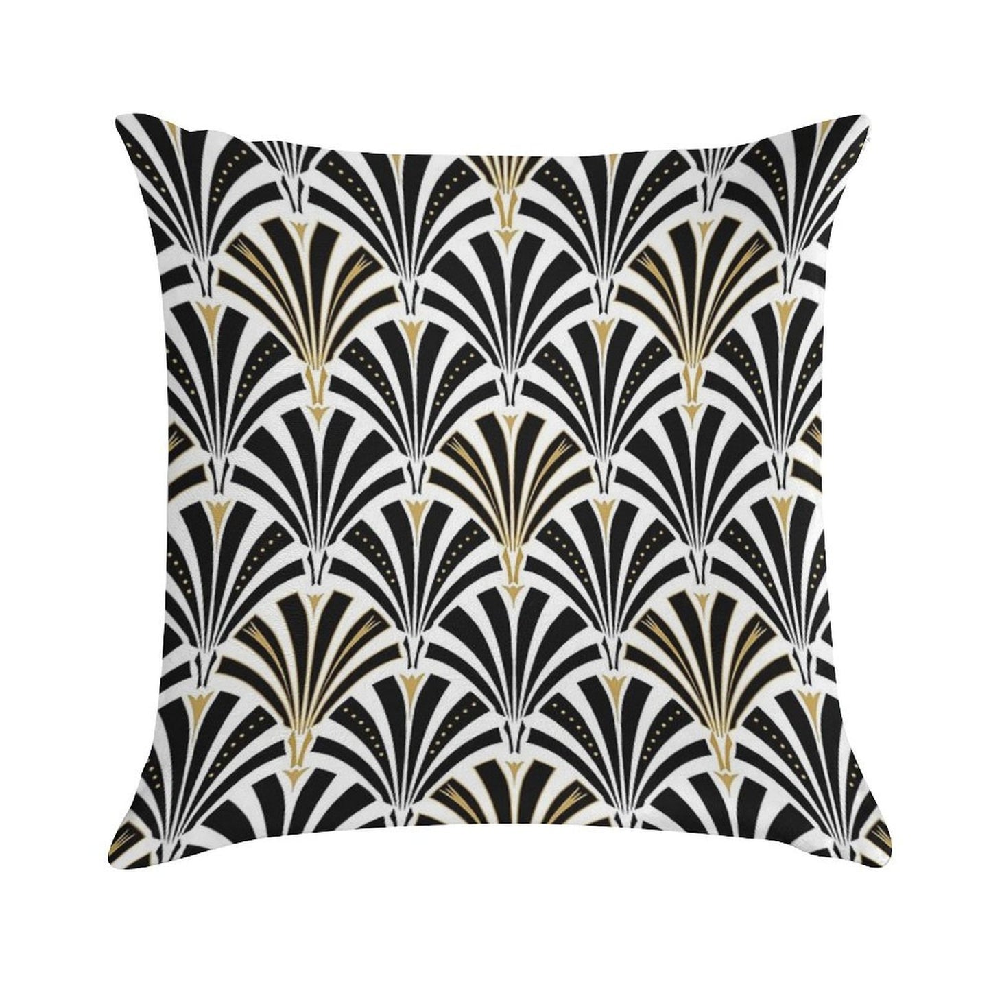 Art Deco Fan Pattern, Black And White Soft Short Plush Fabric Throw Pillow