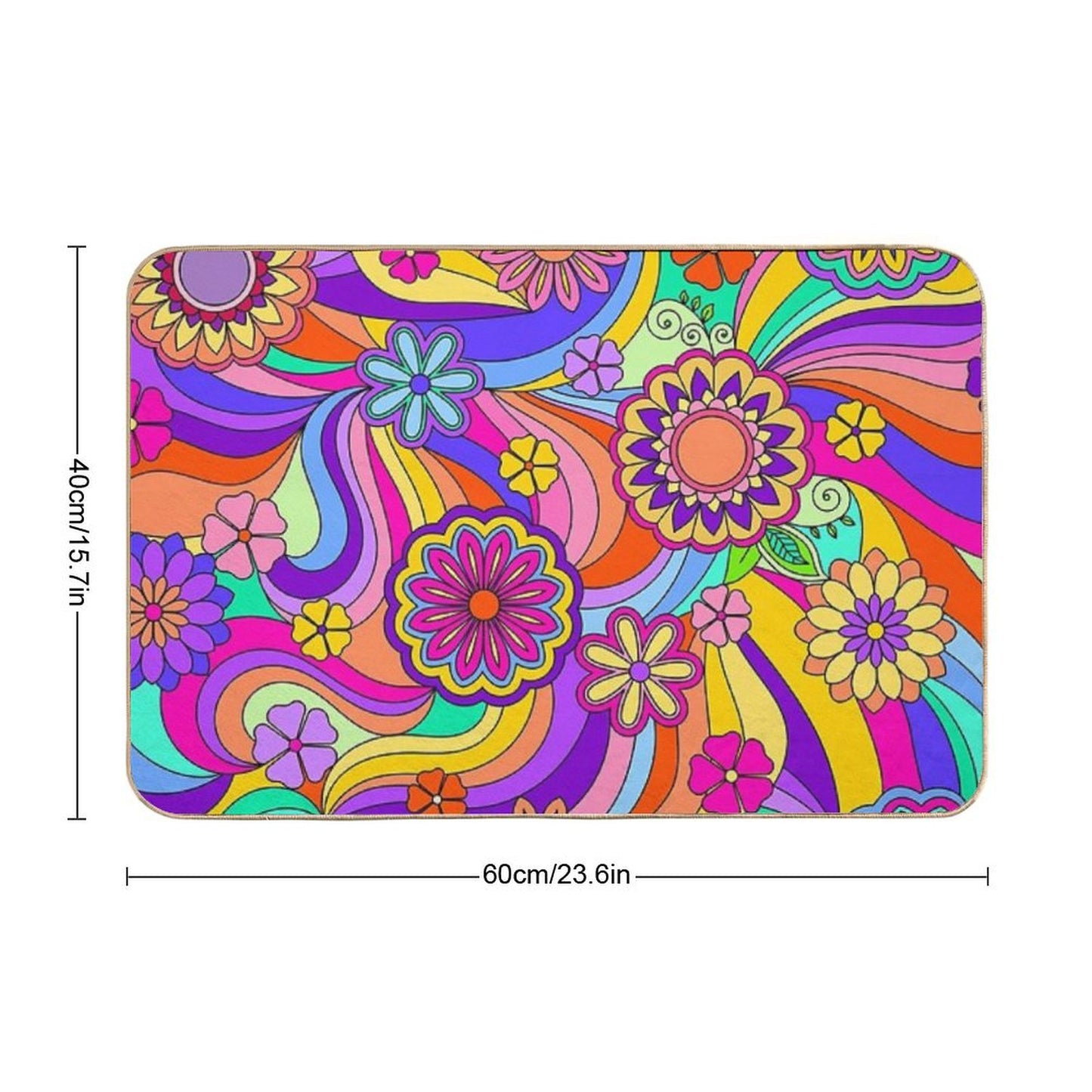 Groovy Psychedelic Flower Power Bath Mat