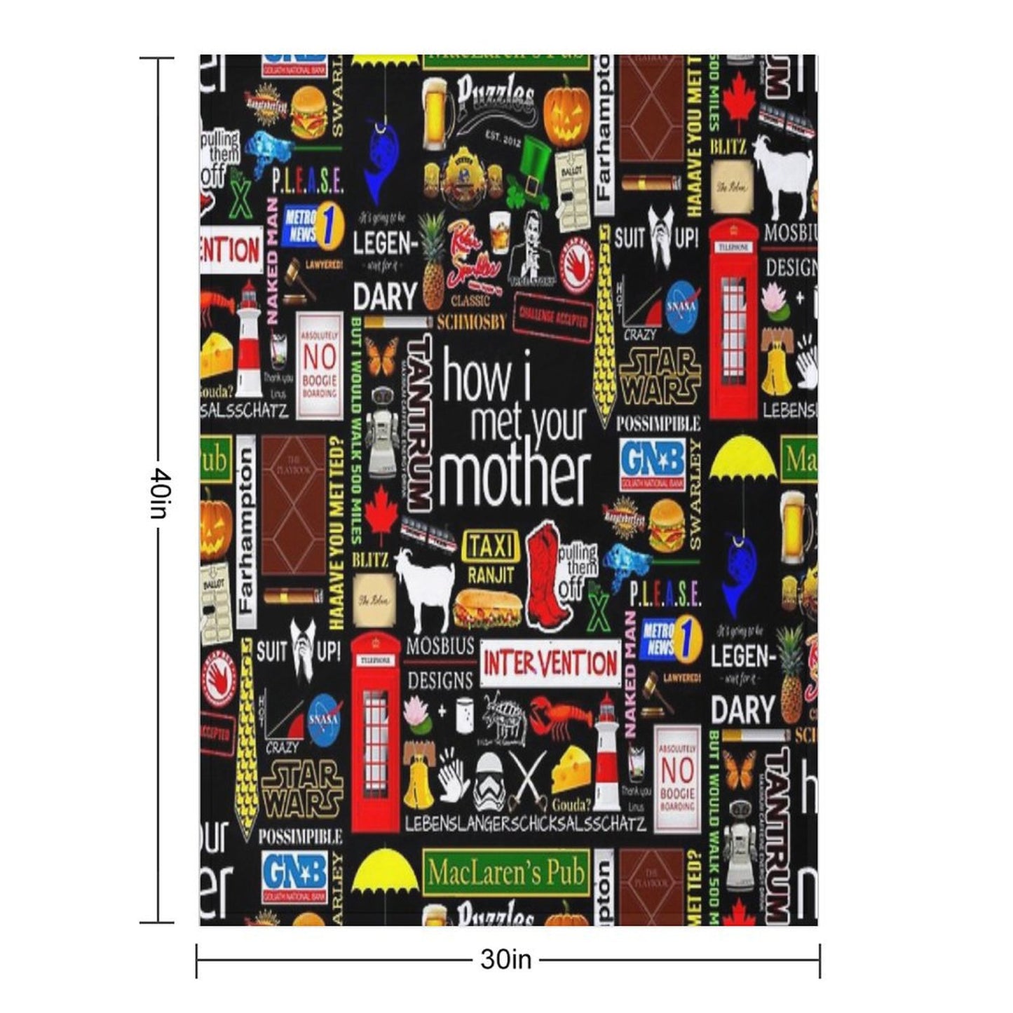 How I Met Your Mother Collage Poster Iconographic - Infographic Throw Blanket